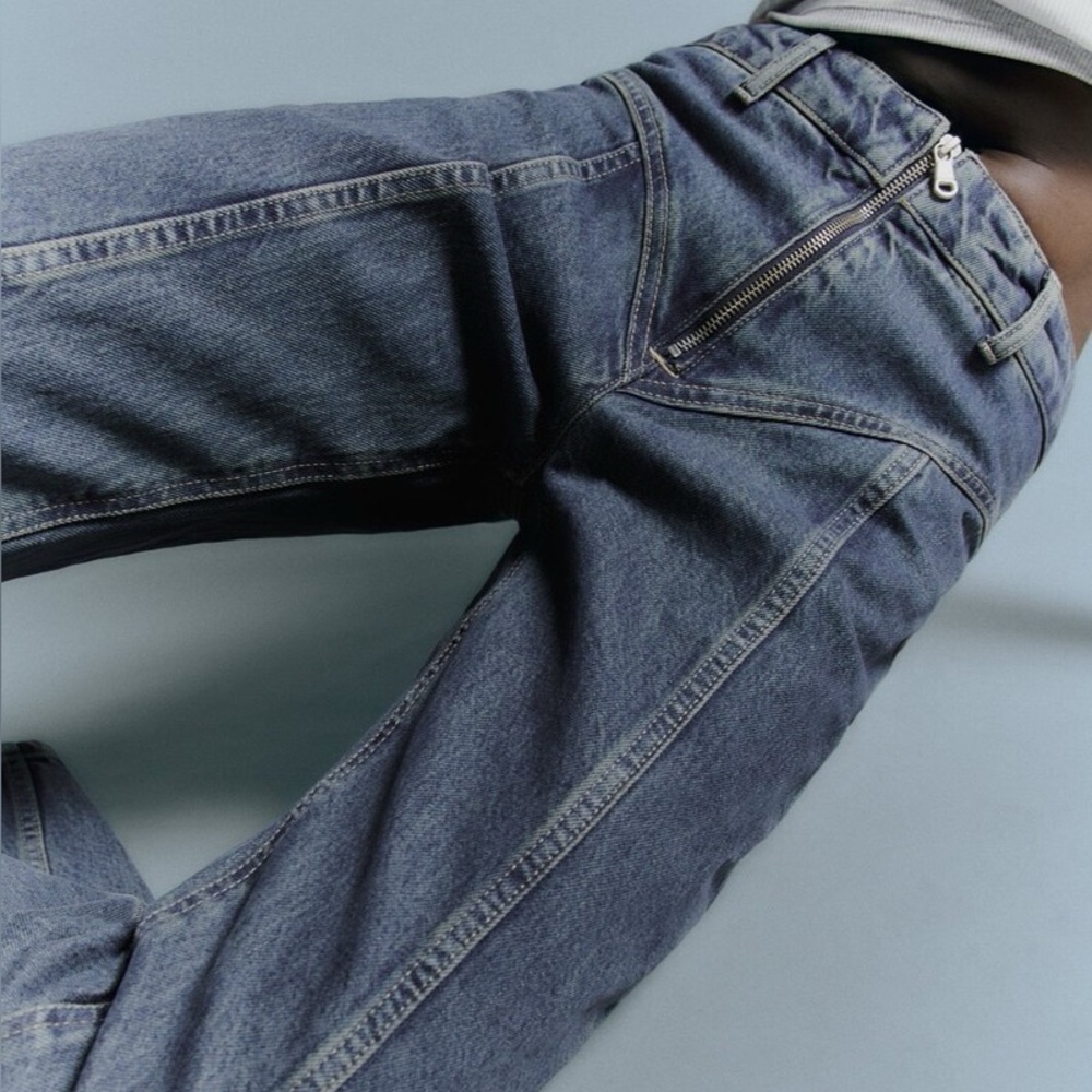 ZARA STRAIGHT-FIT TRF JEANS WITH SEAM DETAIL BLUE, JEANS US2 EUR34